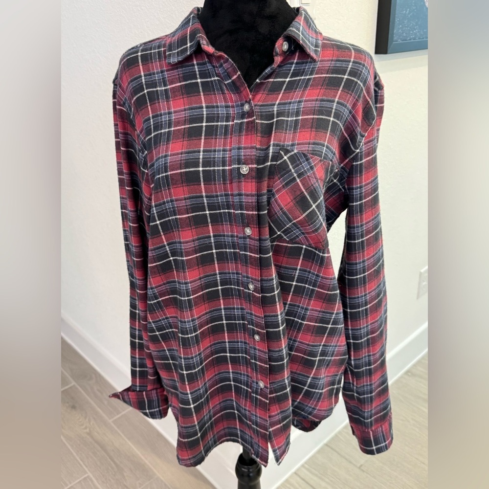 MARMOT Red Plaid Flannel Back Button Detail Shirt Size Large GUC